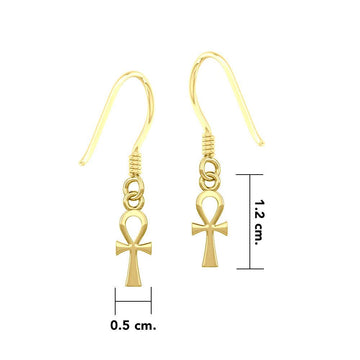 Small Ankh Solid Gold Earrings GER1891 - Jewelry